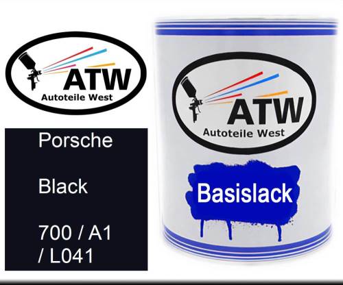 Porsche, Black, 700 / A1 / L041: 1L Lackdose, von ATW Autoteile West.